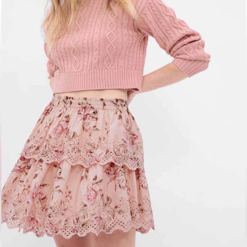 Gap × LoveShackFancy Floral Flippy Skirt